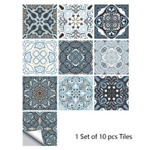 Load image into Gallery viewer, 10pcs Gray Retro Pattern Matte Surface Tiles Sticker Transfers Covers for Kitchen Bathroom Tables Floor Hard-wearing Wall Decals
