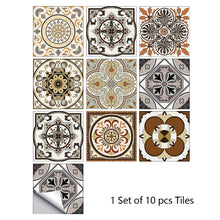 Load image into Gallery viewer, 10pcs Gray Retro Pattern Matte Surface Tiles Sticker Transfers Covers for Kitchen Bathroom Tables Floor Hard-wearing Wall Decals