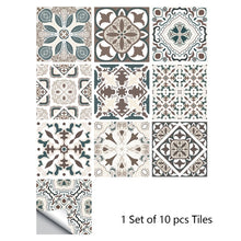 Load image into Gallery viewer, 10pcs Gray Retro Pattern Matte Surface Tiles Sticker Transfers Covers for Kitchen Bathroom Tables Floor Hard-wearing Wall Decals