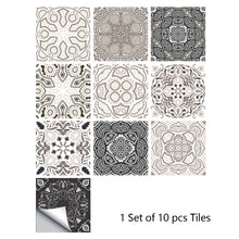 Load image into Gallery viewer, 10pcs Gray Retro Pattern Matte Surface Tiles Sticker Transfers Covers for Kitchen Bathroom Tables Floor Hard-wearing Wall Decals
