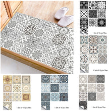 Load image into Gallery viewer, 10pcs Gray Retro Pattern Matte Surface Tiles Sticker Transfers Covers for Kitchen Bathroom Tables Floor Hard-wearing Wall Decals
